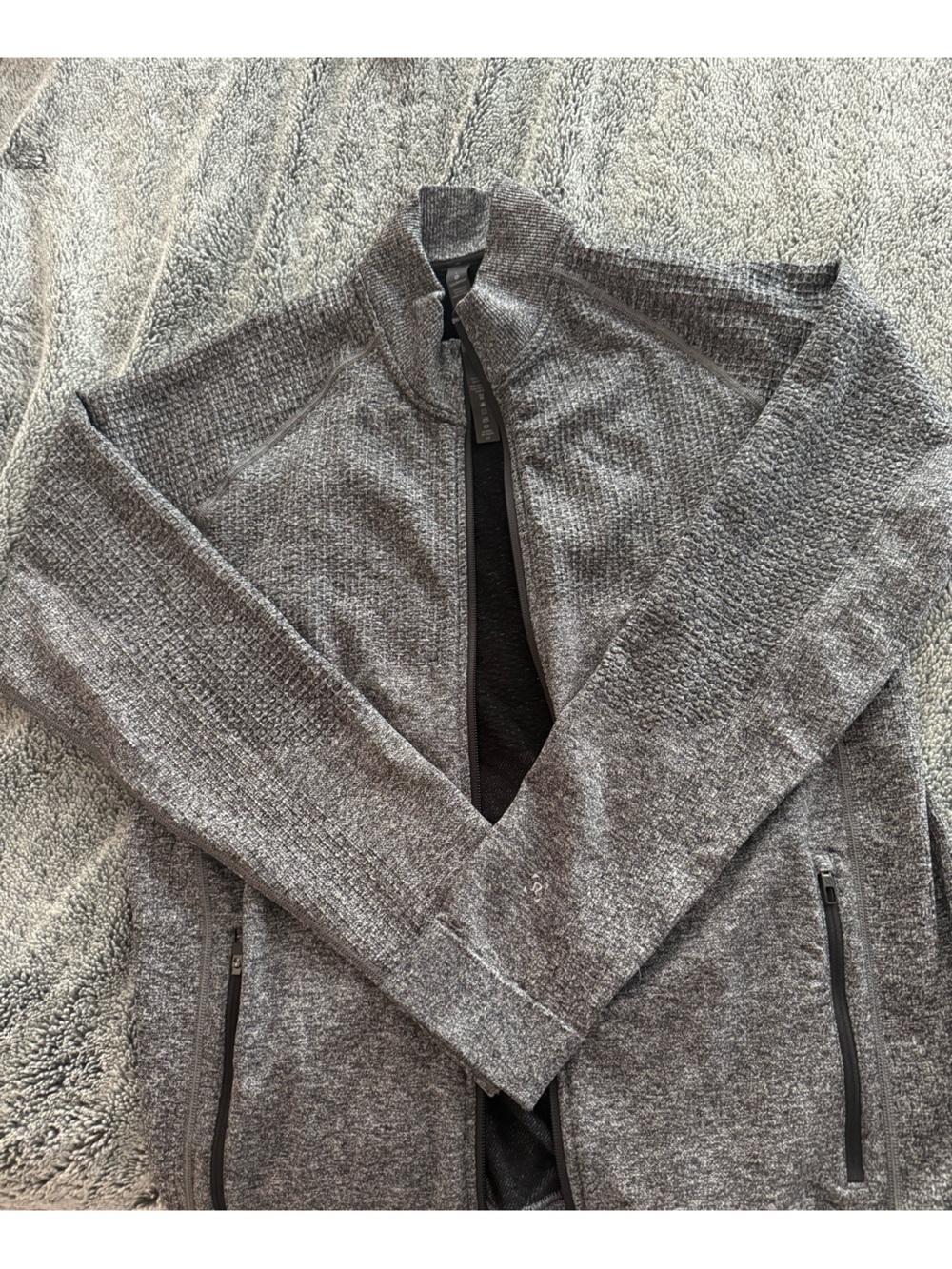 lululemon athletica Gray Textured Zip Jacket Sz L